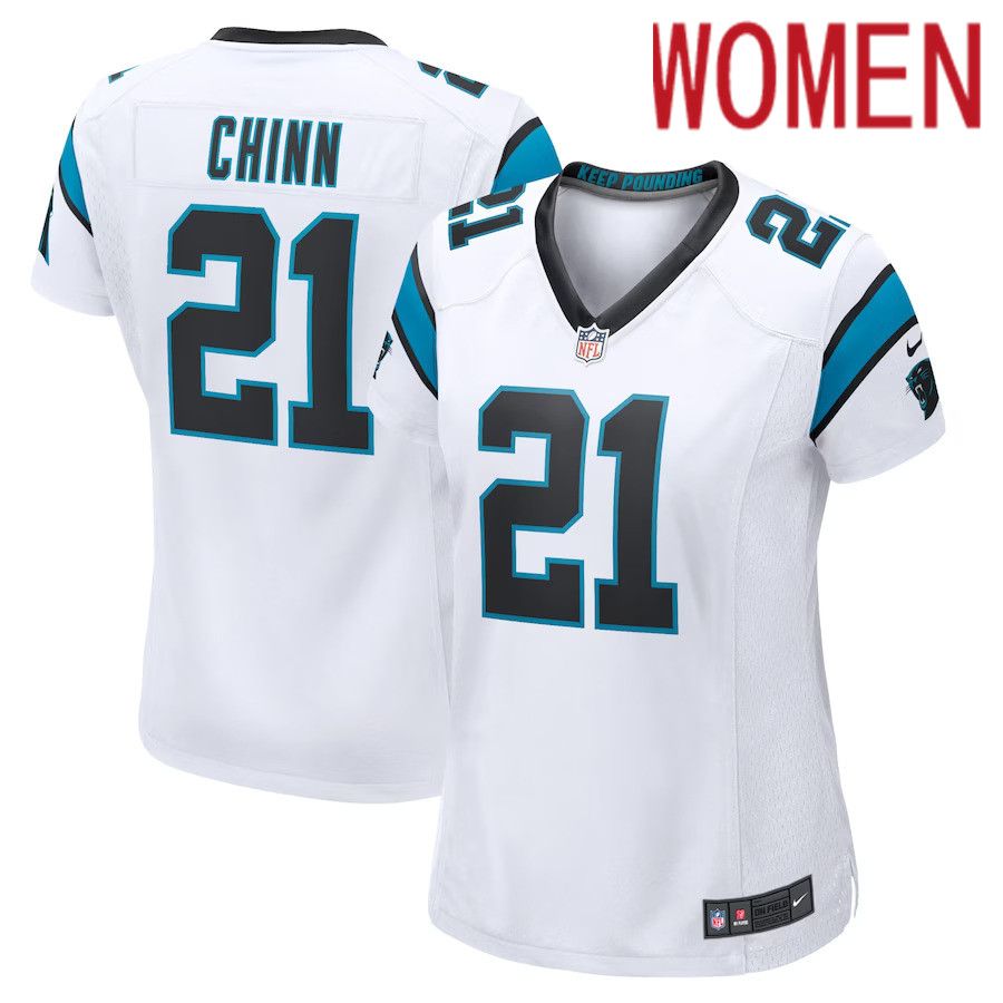 Women Carolina Panthers #21 Jeremy Chinn Nike White Game NFL Jersey